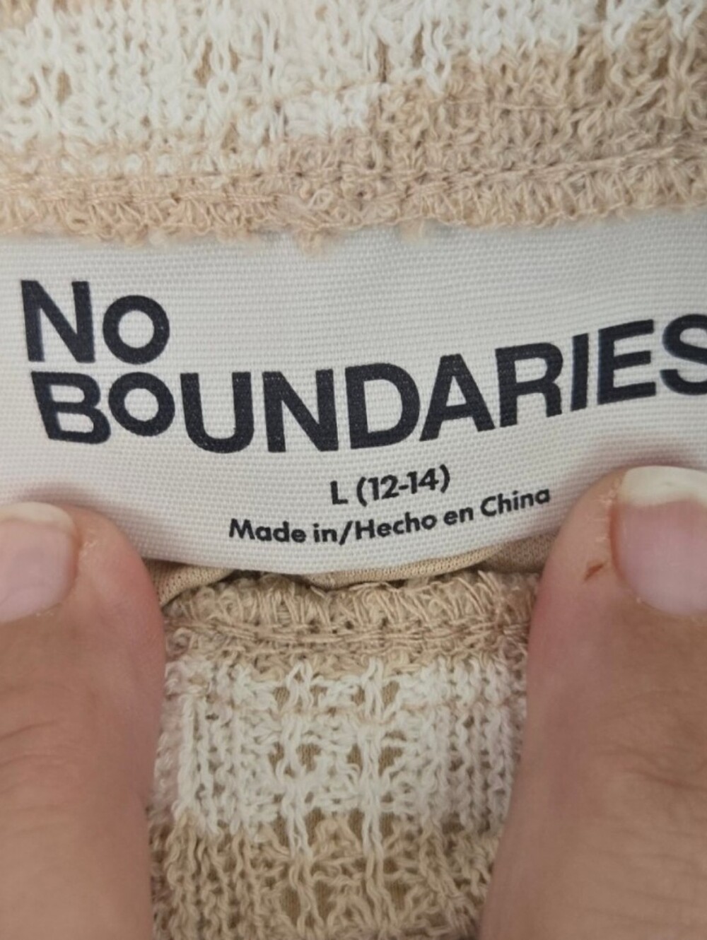🤍 NWT No Boundaries Beige & Cream Striped Crochet Knit Vest + Wide Leg Pants Se - Picture 5 of 6